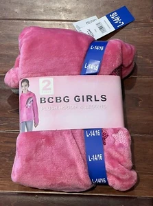 BCBG Big Pink Gray Sequin Rainbow Girls Large 2-Piece Plush Hoodie Legging Set - Picture 1 of 6