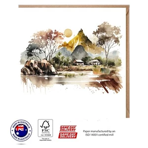 Tarjeta de felicitación de pueblos rurales y montañas - Australian Designs The Scenery set - Imagen 1 de 3