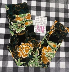 S/M Lularoe Kids Leggings black gorgeous floral NWT - Picture 1 of 2