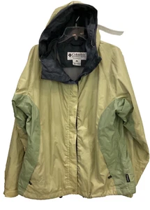 Columbia Sportswear Womens Windbreaker Rain Jacket Size XL Lime Green Gray 52 - Picture 1 of 8