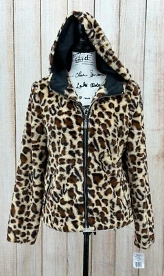 Chaqueta con Capucha J2 Jou Jou Talla Junior Pequeña Leopardo Felpa Imitación Piel Forrada Cremallera Completa Foto 1 de 4