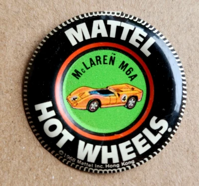 Vintage Hot Wheels Redline McLaren M6A Badge Metal Pin Button 1968 Mattel - Image 1 of 2