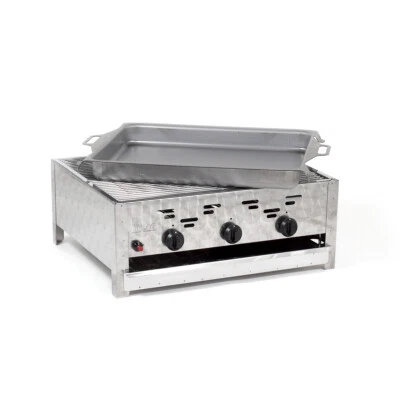 Edelstahl-Brenner 3-flammig 11kW Gasgrill-Bräter-Kombi Grill Gastro Neu K3 - Bild 1 von 4