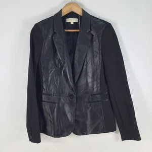 Michael Kors womens blazer jacket size 8 sheep leather long sleeve black 089855 - Picture 1 of 11