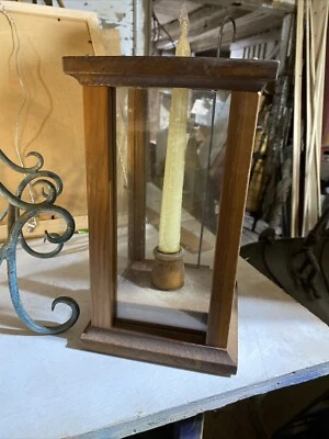 Vintage Wood and Glass Candle Hurricane BS3 Raises Candle Out MCM - Image 1 of 4