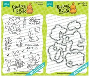 Newton's Nook Woodland Picnic Stamp & NN Woodland Picnic Die Sets, Retired - Picture 1 of 7