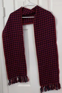 Alpaca Wool Ccahuantico Artesania Textile Scarf Peru Red And Blue Houndstooth - Picture 1 of 4