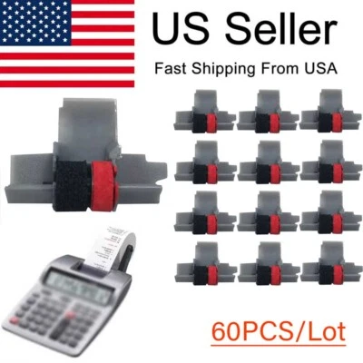 60pcs IR-40T Black & Red Calculator Ink Rollera for CP13 NR42 IR40T Sharp Casio - Image 1 of 4