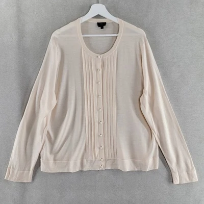 Suéter Talbots Mujer 2X Marfil Pura Italiana Lana Merino Botón Frontal Cárdigan Foto 1 de 4