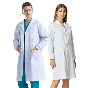 White Lab Coat Long Sleeved Female Doctor's Uniform Male Isolation Lab Uniform - Picture 1 of 26