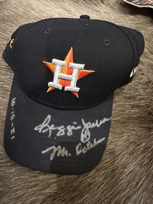 Sombrero autografiado por Reggie Jackson de los Astros de Houston Sr. "Octubre"" certificado de autenticidad inscrito JSA Foto 1 de 4