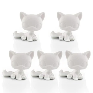 5 Stck. Leere Basen für LPS Individuell Weiß Basis Niedlich Sitzende Katze Zum Selbermachen Malen Spielzeug Geschenk - Bild 1 von 4