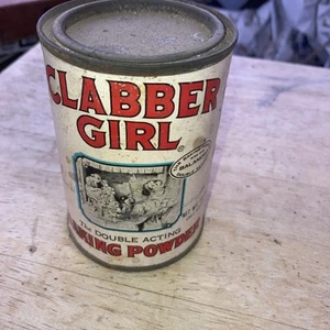 Clabber Girl Baking Powder Vintage Tin w Paper Label & Lid, 10 oz Double Acting - Picture 1 of 4