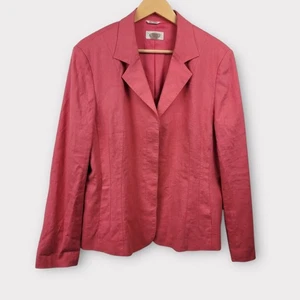 Giacca blazer vintage Talbots taglia 16 rosa misto lino bottoni nascosti elasticizzata - Foto 1 di 7