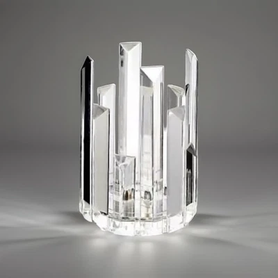 CRYSTAL GLASS 6” ROUND TRUE CLEAR SPIKES TEALIGHT,CANDLE HOLDER - Image 1 of 3