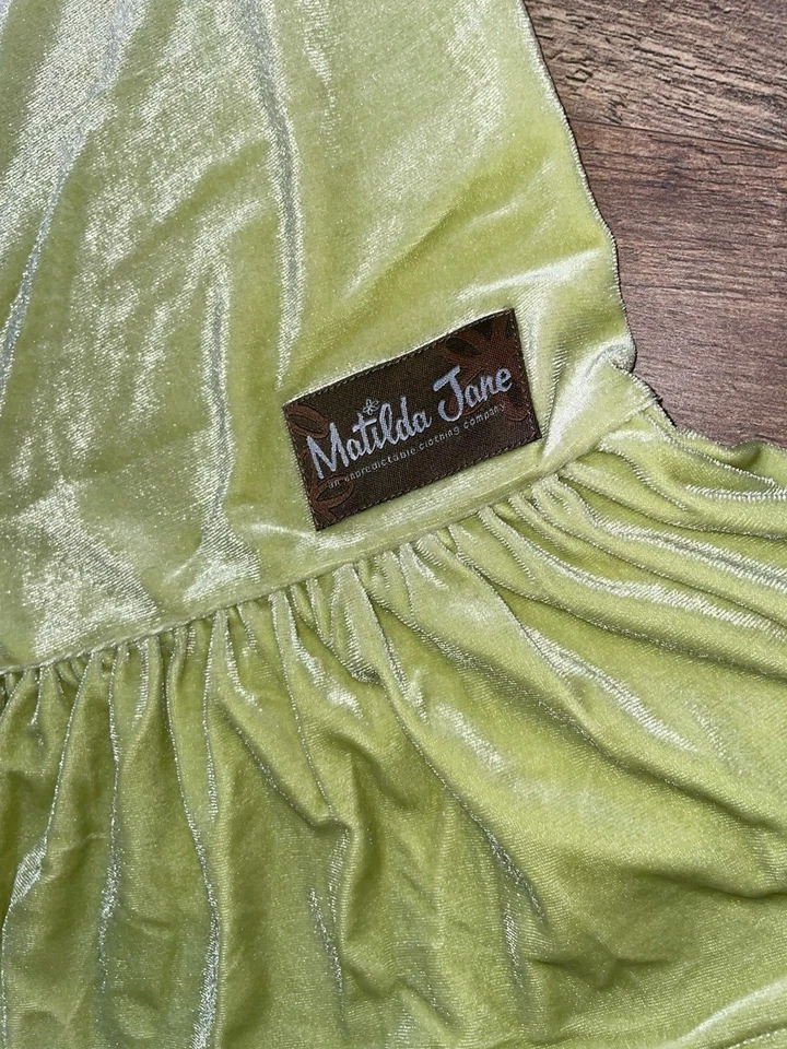 NUEVO Pantalones con Volantes de Terciopelo Verde Lima Verde Terciopelo Huerto Niña 12 Foto 1 de 3