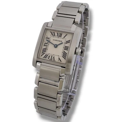 Reloj Cartier Tank Française 2384 20 mm Vintage Acero Cuarzo Esfera Romana Con Caja Foto 1 de 4