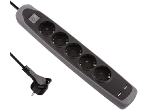 Regleta - Electraline 62156 5T+2Usb, Plana, Cable de 2 m, negro - Imagen 1 de 1