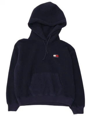 TOMMY HILFIGER женщин укороченный негабаритный толстовка с капюшоном джемпер Великобритании 10 маленький темно-синий CC19 - Изображение 1 из 3