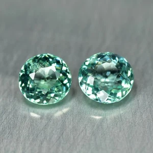 0.83Ct (2Pcs) Round Pair _ Neon Bluish Green Color Unheated Paraiba Tourmaline - Picture 1 of 1