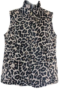 DRAPER'S & DAMON'S Woman's/Jr.'s Leopard Print Puffer Sleeveless Vest - Size S - Picture 1 of 5