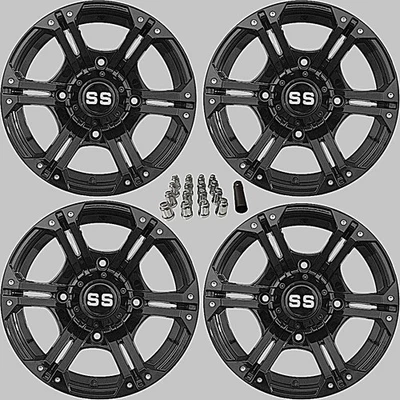 2019 & UP YAMAHA YXZ 1000R  14" VIPER BLK ATV ALUMINUM WHEELS ( SET 4 ) YAM11K - Image 1 of 4