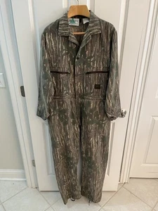 Vintage Liberty Realtree Camouflage Camo Coveralls Men Large L USA Made Elastic - Picture 1 of 16