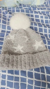 Wintermütze Mädchen grau mit weißen Sternen - Bild 1 von 3