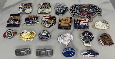 Rusty Wallace Miller Lite NASCAR Lapel Pin Bundle - Lot of 19 Pins + Fan Patch - Image 1 of 4