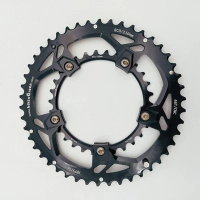 bikinGreen CNC 46/30T BCD 110 For Non Hidden &Hidden 5 Bolts 9-12 SPD CrankSet - Image 1 of 4