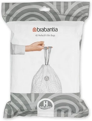 Brabantia 138744 PerfectFit Bin Liners (Size H/50-60 Litre) Thick Plastic Trash - Image 1 of 4