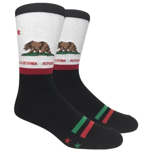 California Republic Bear Flag Socks (Adult Large - Men's Shoe Sizes 8-12) - Picture 1 of 3