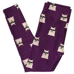 LuLaRoe Leggings OS one size cool Llamas with sunglasses on purple RARE unicorn - Picture 1 of 2