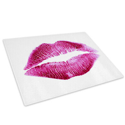 Pink White Lips Lipstick Glass Chopping Board Kitchen Worktop Saver