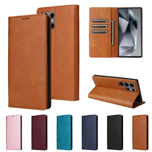 Leather Wallet Flip Shockproof Stand Cover For Samsung S24 S23 FE S22 Ultra Plus - Picture 1 of 18