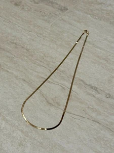 VTG 14K Yellow Gold Chain Herringbone Italy EV Signed 585 Necklace Estate - Picture 1 of 11