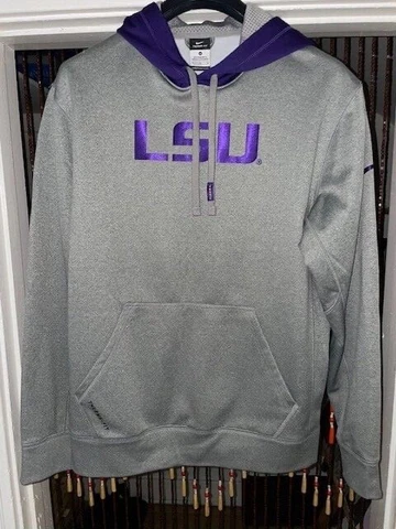 LSU TIGERS NIKE THERMA-FIT HOODED SWEATSHIRT Grey Cover