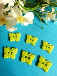 457B/Charming Buttons " Butterfly " Green Lot Of 6 Buttons Layette Scrapbooking - Picture 1 of 3