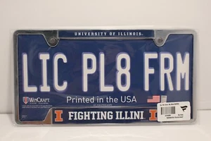 WinCraft University of Illinois Fighting Illini License Plate Frame Chrome New - Picture 1 of 1