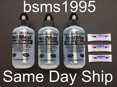 LOTE DE 3 BOTELLAS VACÍAS RECARGABLES ENJUAGUE SINUSAL NEILMED 8 OZ Y 3 PAQUETES CADUCAN 1/28 Foto 1 de 2