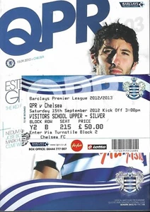 QPR v Chelsea. Premiership. 2012-2013 WITH TICKET STUB - Picture 1 of 1