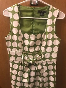 Jessica Howard Sleeveless Green And White Polkadot Dress Size 8 Petite/EUC/ - Picture 1 of 5