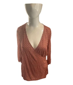 Diane von Furstenberg Maternity Top Cross Over V Neck Sz L Red & White AS IS - Picture 1 of 10