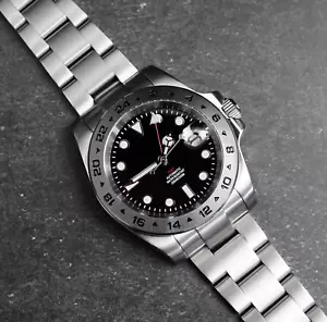 Custom Made 40mm Black Explore 2 GMT Diver Mod Uhr mit NH34 Uhrwerk - Bild 1 von 6