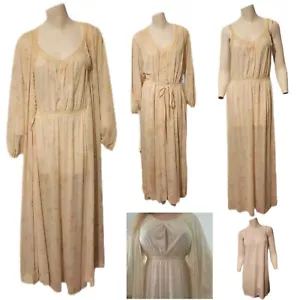 Vintage Miss Elaine 2pc Peignoir Silky Nightgown and Robe Set Sexy Lingerie S M - Picture 1 of 13