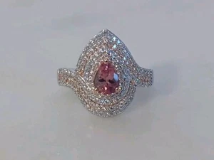 Women's Ring Size 6 Premium Morro Redondo Pink Tourmaline Moissanite Vermell RG - Picture 1 of 4