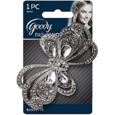 Corredor de pelo Goody Fashionow metal mariposa clip imitación diamantes gemas plata  Foto 1 de 4