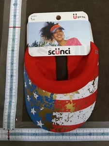 Scunci Visor Cap One Size Stretch RED Ponytail american flag red white blue gold - Picture 1 of 5