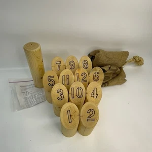 Handmade FinnPin Mölkky Lawn Game:12 Numbered Wood Pins + Throwing Pin - Picture 1 of 7