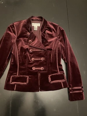 Blazer Bloomingdale’s Vintage 90’s Rojo Borgoña Banda Terciopelo Talla 2 Mujer S Foto 1 de 4